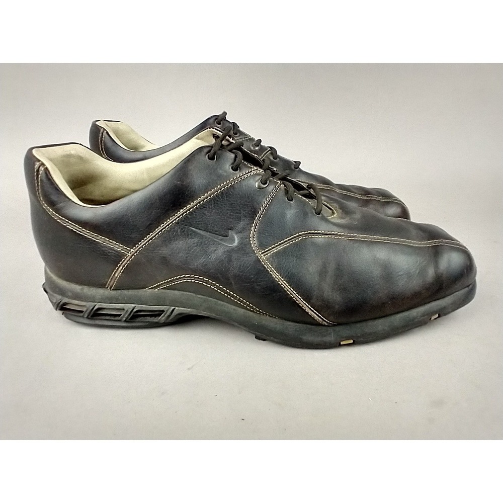 Nike Golf TAC Zoom Air Brown Leather Shoes Mens 12 317474 Spikeless‎